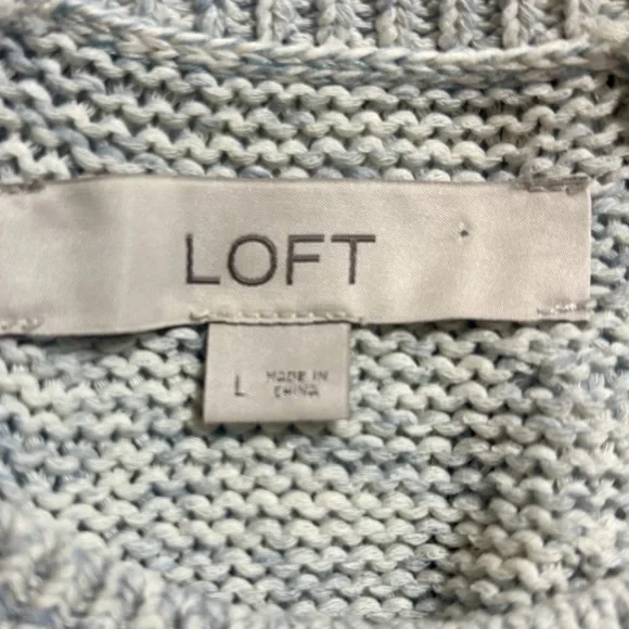 LOFT Womens Large Marled Blue Cream Halter Sleeveless Sweater Tank Top - Picture 5 of 10